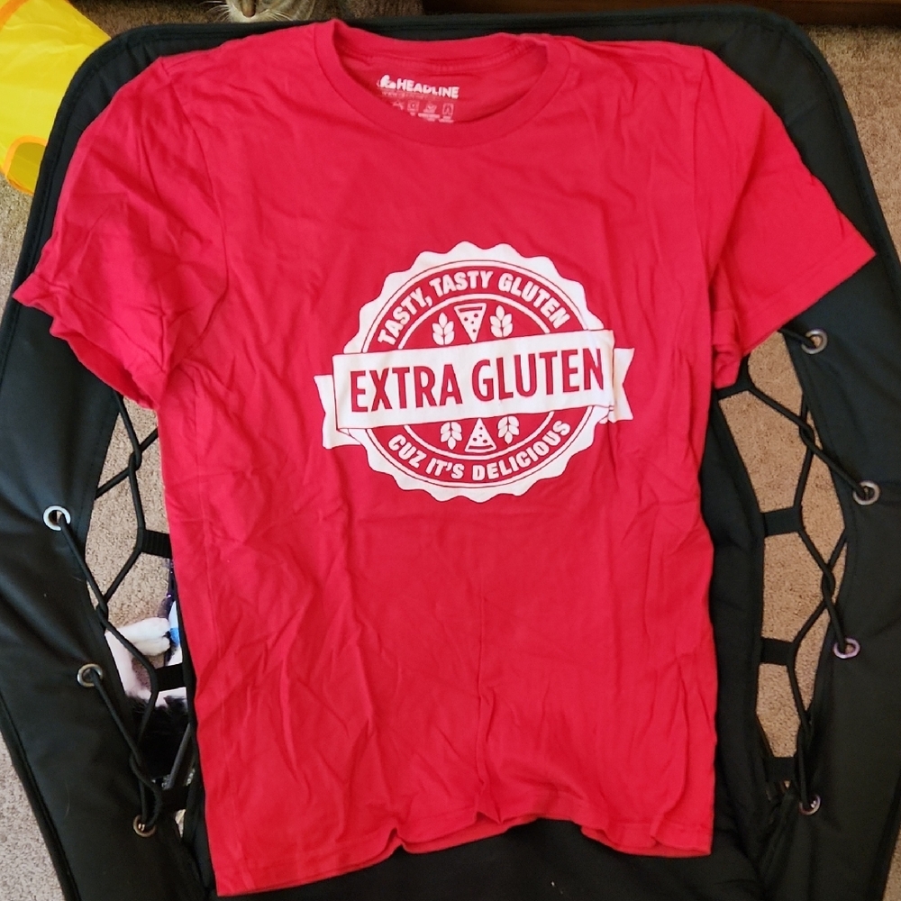 Vibrant Red Short Sleeve Tee with Bold Emblem